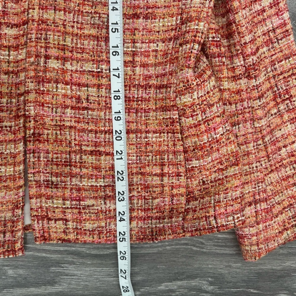 Talbots Women’s Tweed Blazer Jacket Orange Yellow Textured Career Work Size 10 - Picture 7 of 10